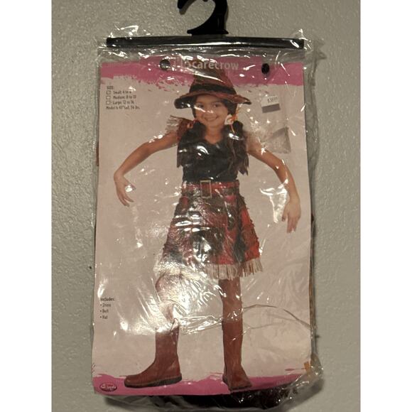 NEW Lil Scarecrow Costume Dress Belt Hat Fall Autumn Small 4-6 y Thanksgiving - Picture 2 of 5